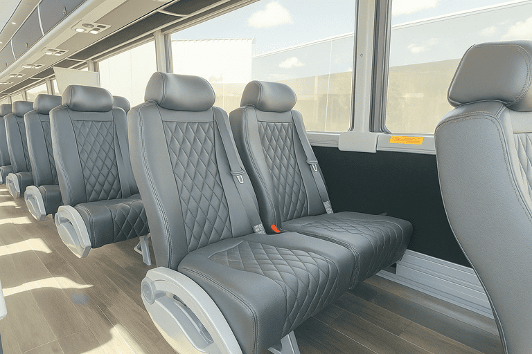 interior of Dublin Coach Bus Service charter bus